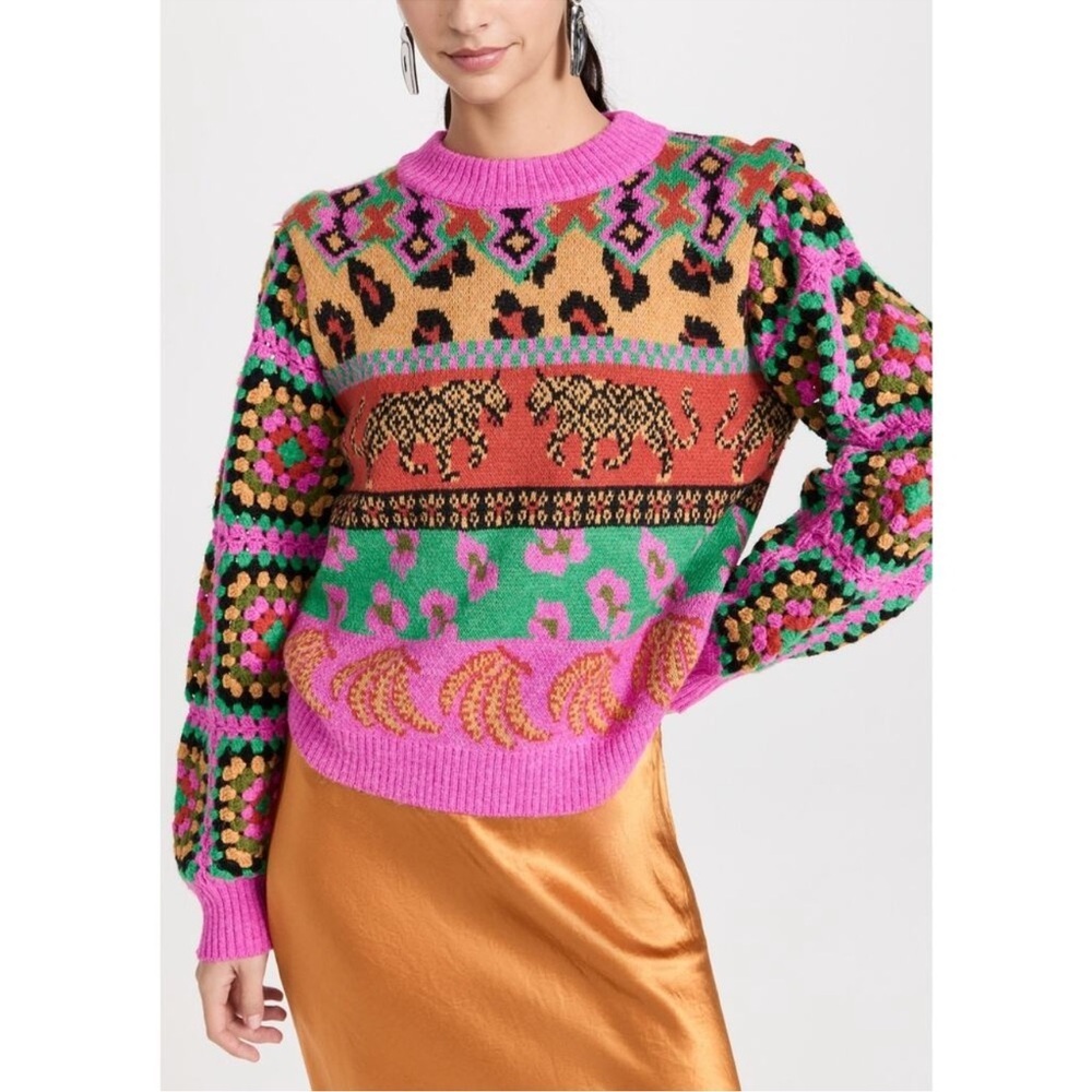 Farm Rio Crochet Sweater ainika sweater size XS
